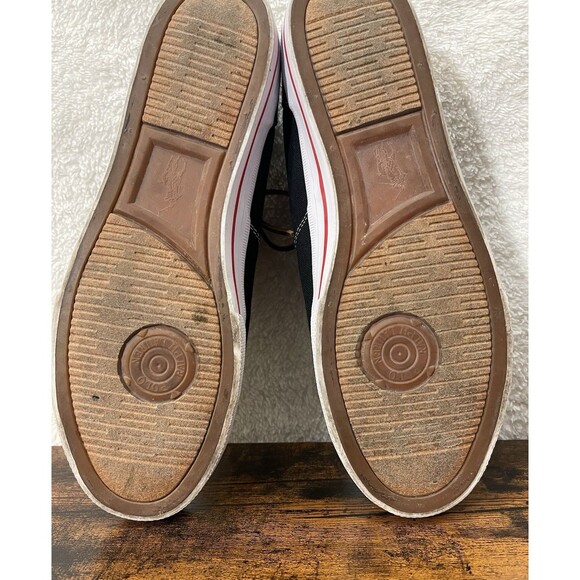 Polo Ralph Lauren Vaughn Mens Shoes 13D Black Canvas Leather Lace Preppy Low Top - Picture 13 of 16